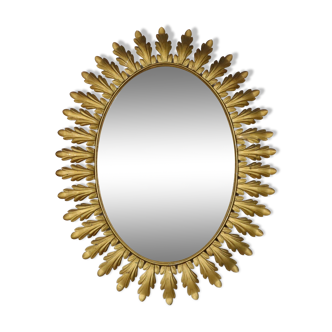 Deknudt sun mirror sunburst mirror oval gold-colored metal 70x56cm