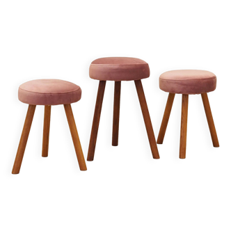 Set of three pink footstools, Danish design, 1960s, production: Denmark