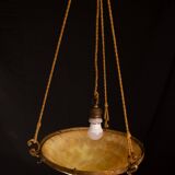 Antique Liberty Alabaster Candlestick, Brass Structure 1940s