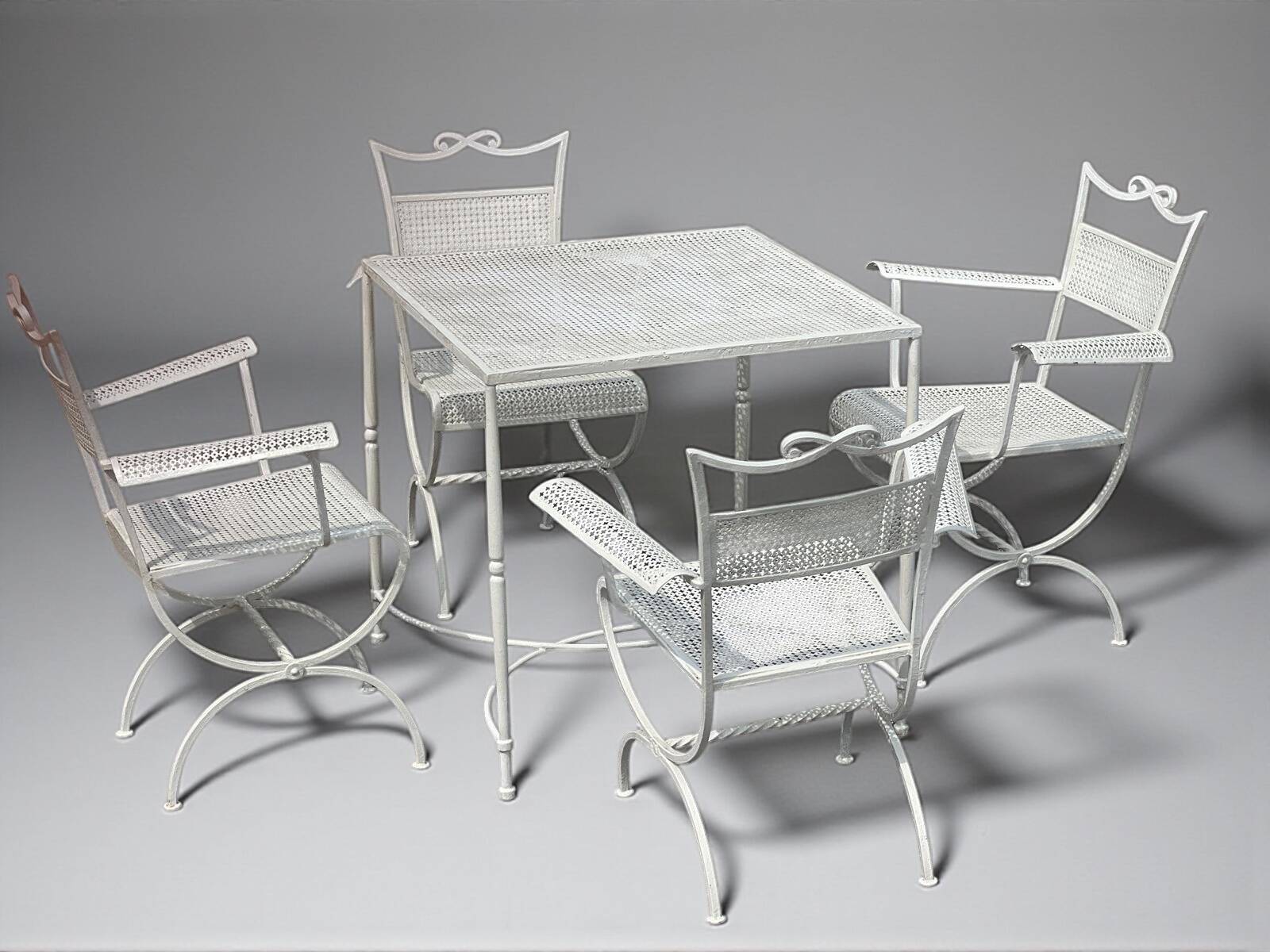 Garden set Maison Jansen in wrought iron 1960