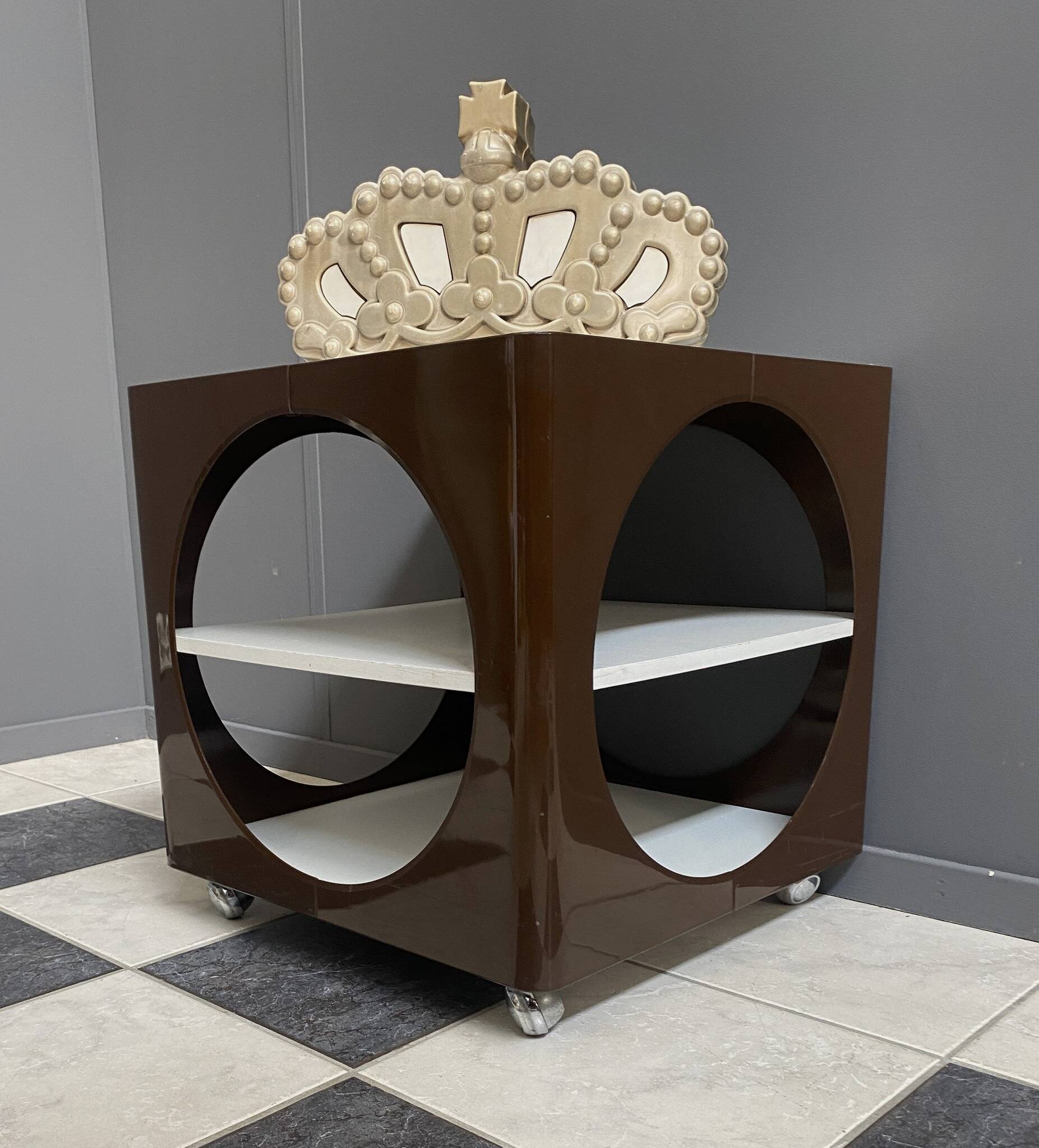 Space age cubic table in brown and white 1970s