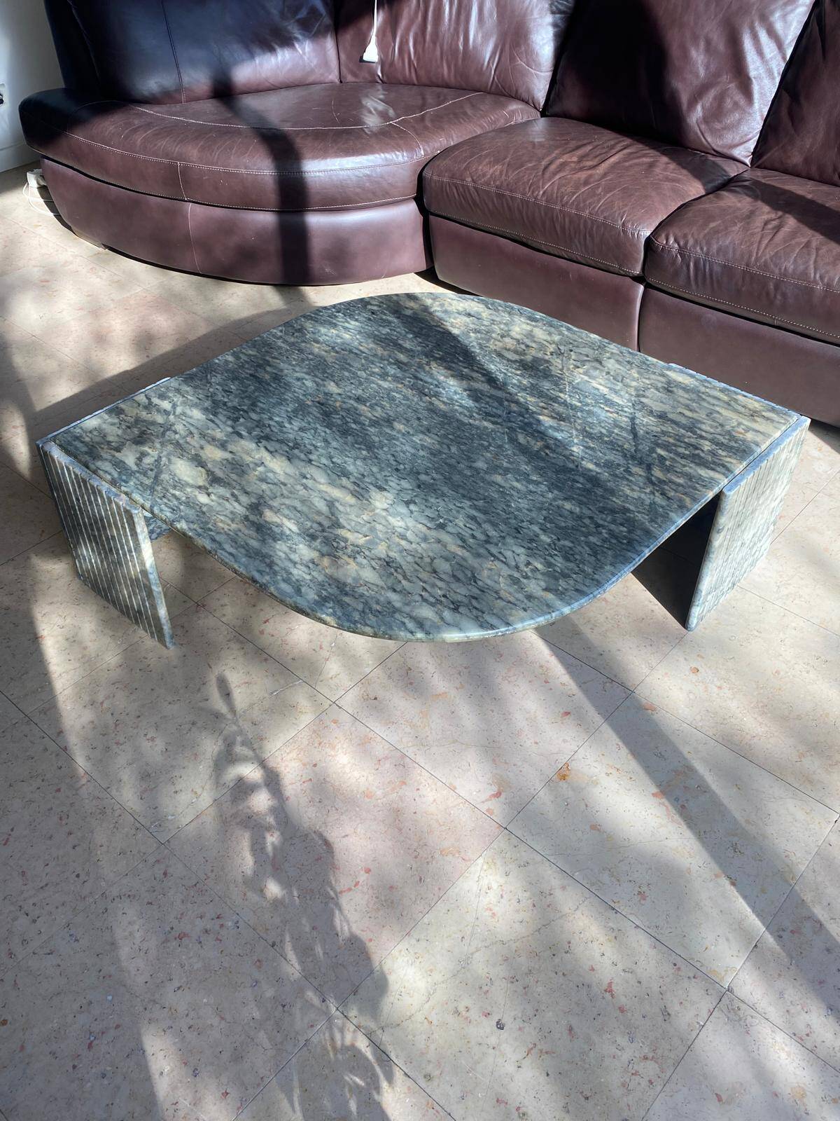 Roche Bobois marble coffee table, leaf, 70s