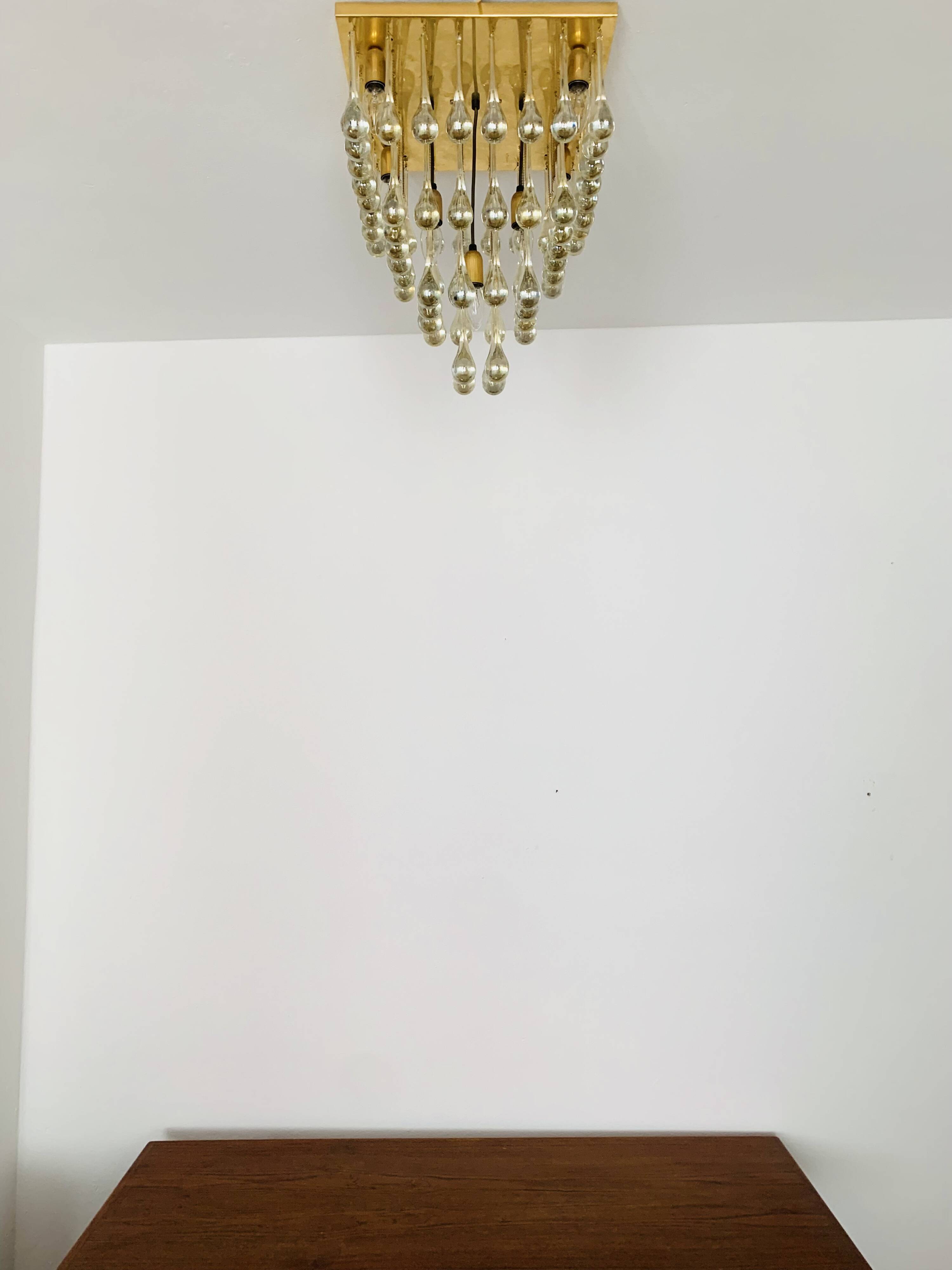 Chandelier en verre Flush par Ernest Palme