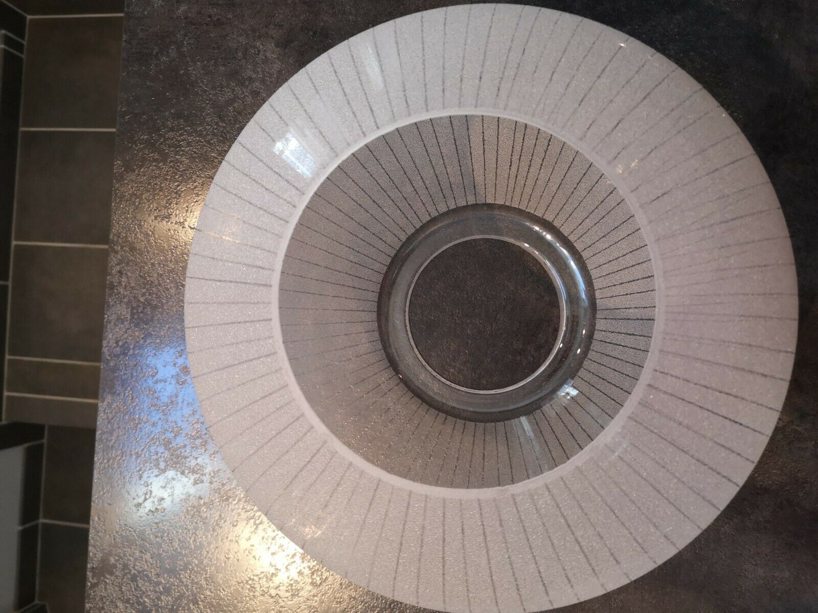 Old lampshade frosted glass stripes 100% vintage for suspension