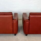 Vintage danish mid century cognac leather lounge chairs 1970,s