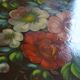 Vintage Russian metal plate with hand-painted floral decoration D 32 cm