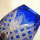 Small Bohemian crystal vase, cut with cobalt lining