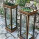 Pair of display cases in magnifying glass and black & gold lacquer, 20th century period