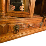 Lion's head oak shelf cabinet