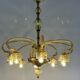 Venetian Art Nouveau chandelier in green and blue Murano glass circa 1920