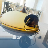 Vintage suspension in opaline glass and gilded brass – retro chic elegance.