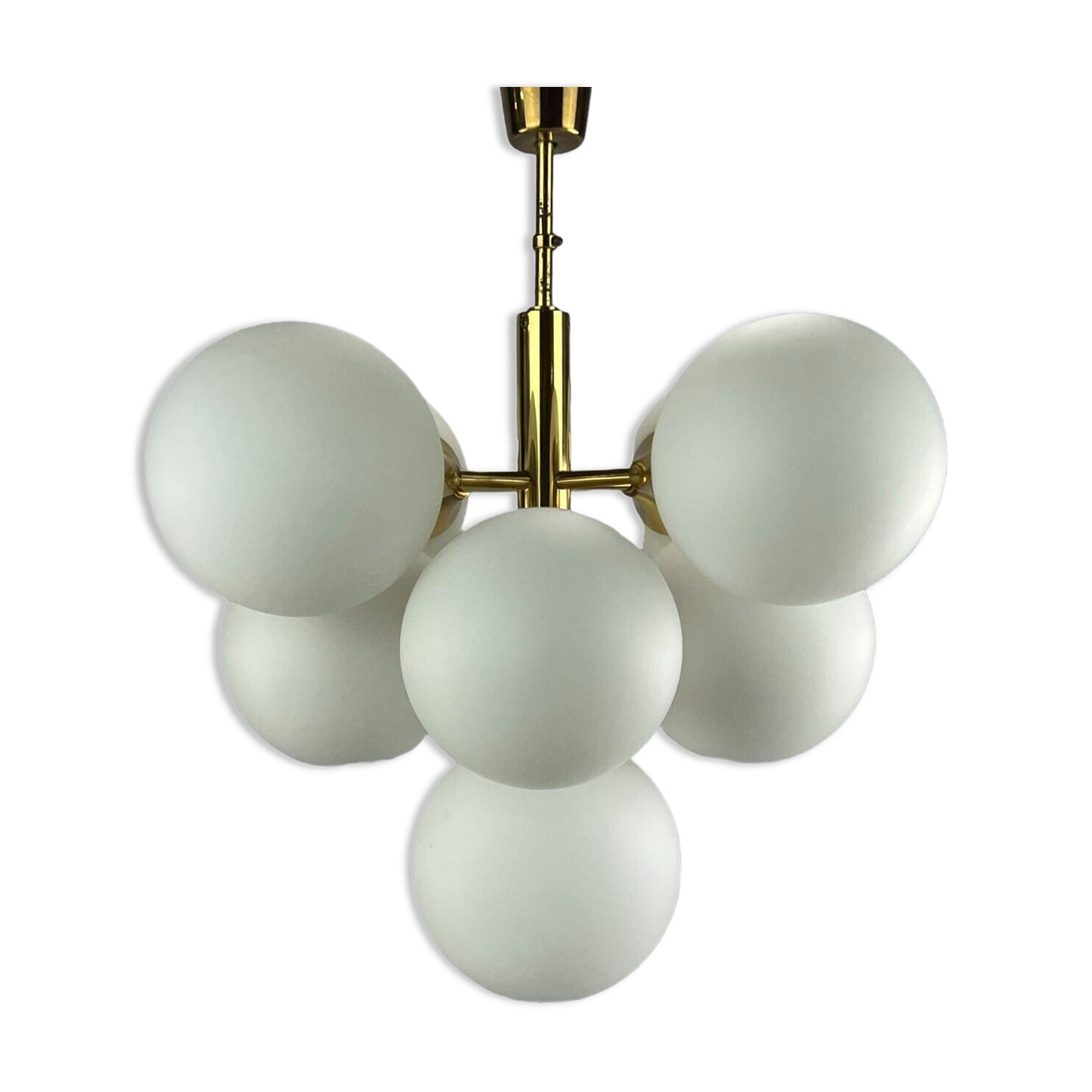 Lustre Sputnik Kaiser Leuchten design en verre opale années 60 70