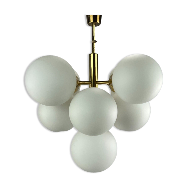 Lustre Sputnik Kaiser Leuchten design en verre opale années 60 70