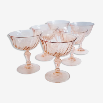 Set of six glasses, foot cups Rosaline D'arcoroc Luminarc