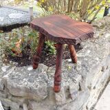 Vintage brutalist wooden tripod stool from the 60s and 70s