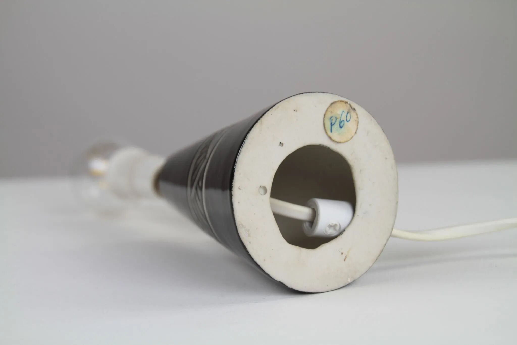 Black ceramic table lamp with sgraffito detail, Scandinavia, 1960s/1970s