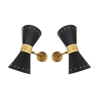 Paire appliques italiennes diabolo noir