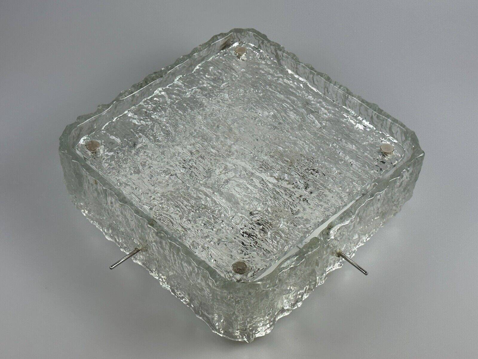 60s 70s ice glass flush mount ceiling lamp by Kaiser Leuchten Germany