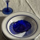 Set of 4 Italian deep plates Ceramica Quadrifoglio with blue rim D22