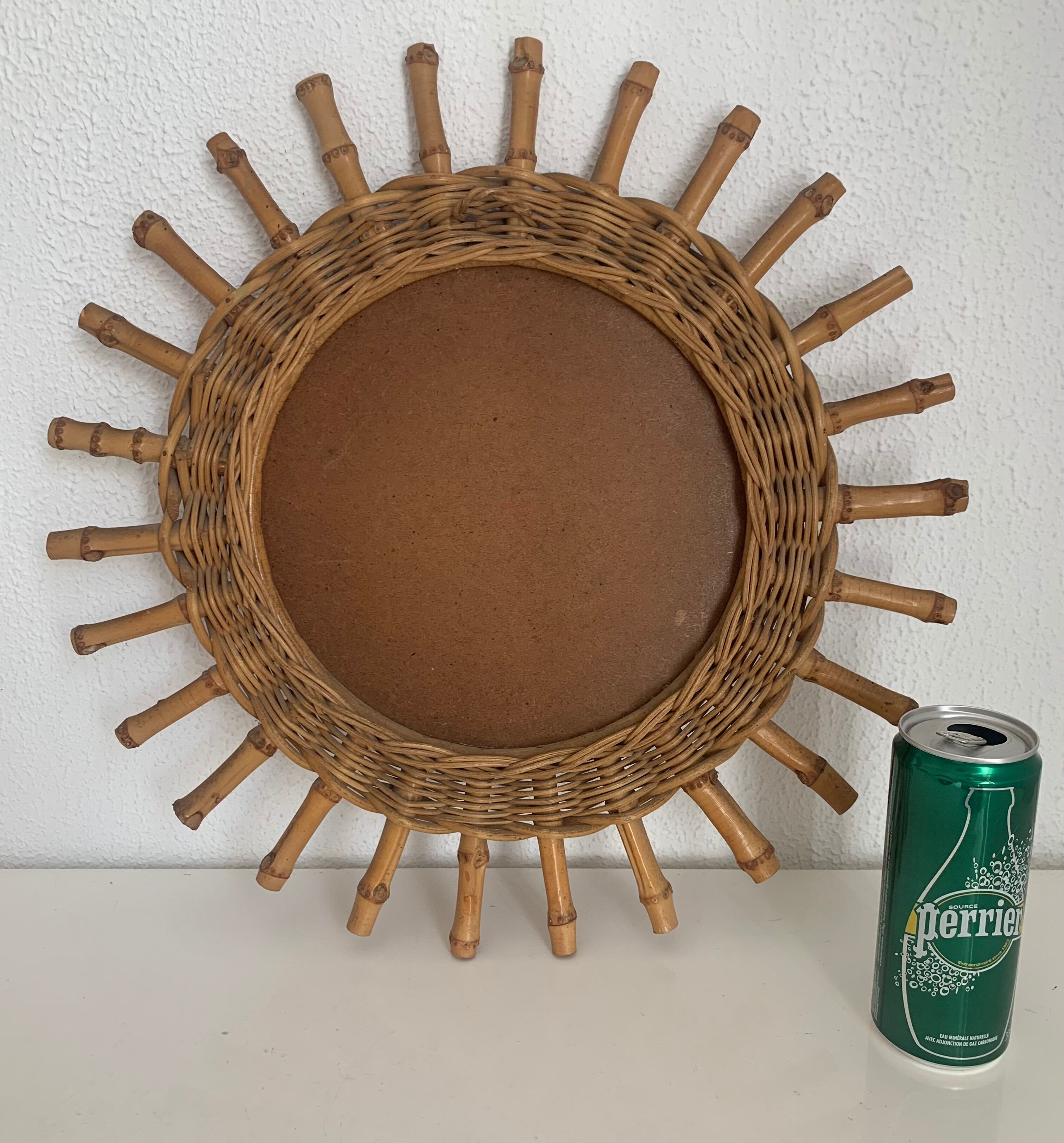 Vintage mirror 1960 sun bamboo rattan wicker