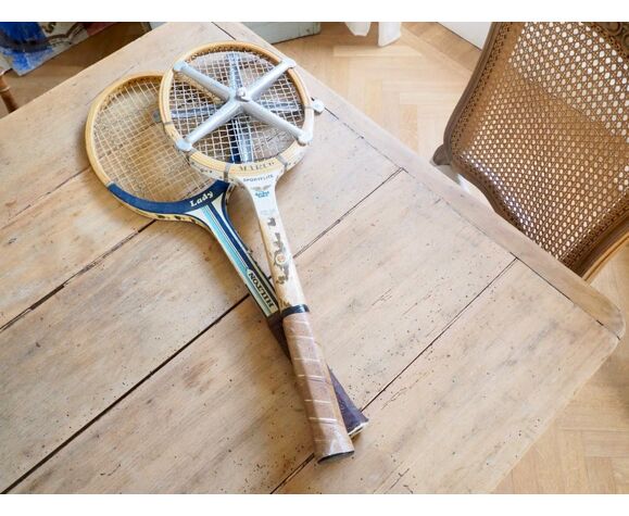 Pair Of Old Tennis Racket Selency, French Coat Hooks Rackets