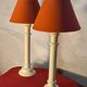 Pair of off-white lacquered wooden lamps 42x20