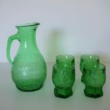 Pitcher and 4 vintage glasses