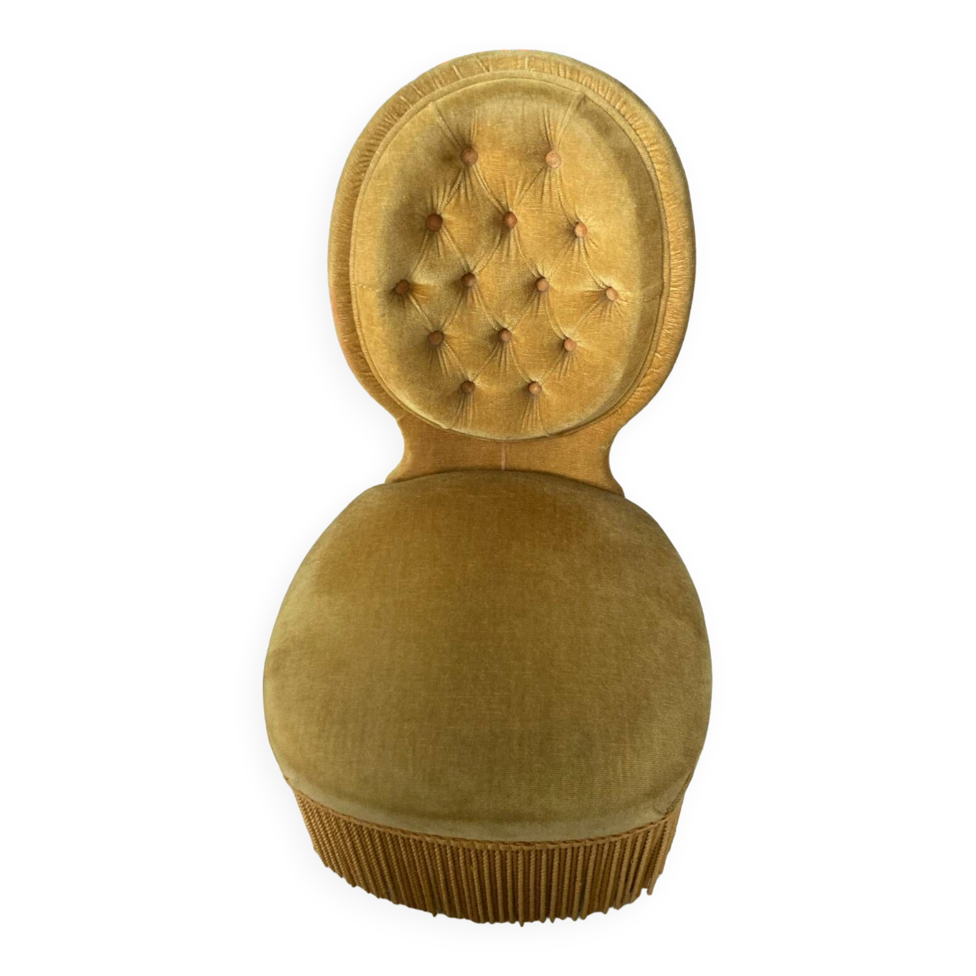 Golden yellow velvet toad pouf