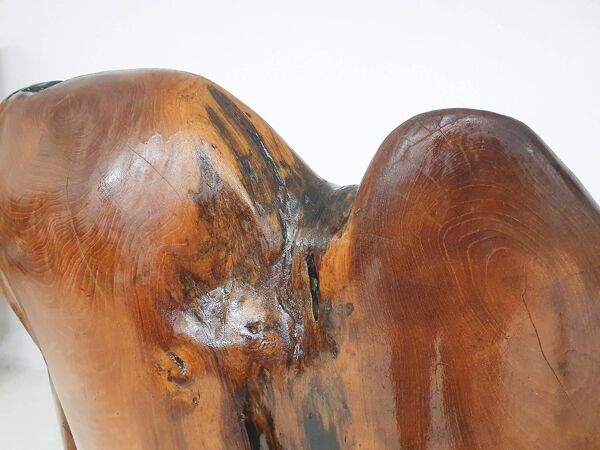 Chaise en tronc d'arbre en bois sculpté à la main, années 1970