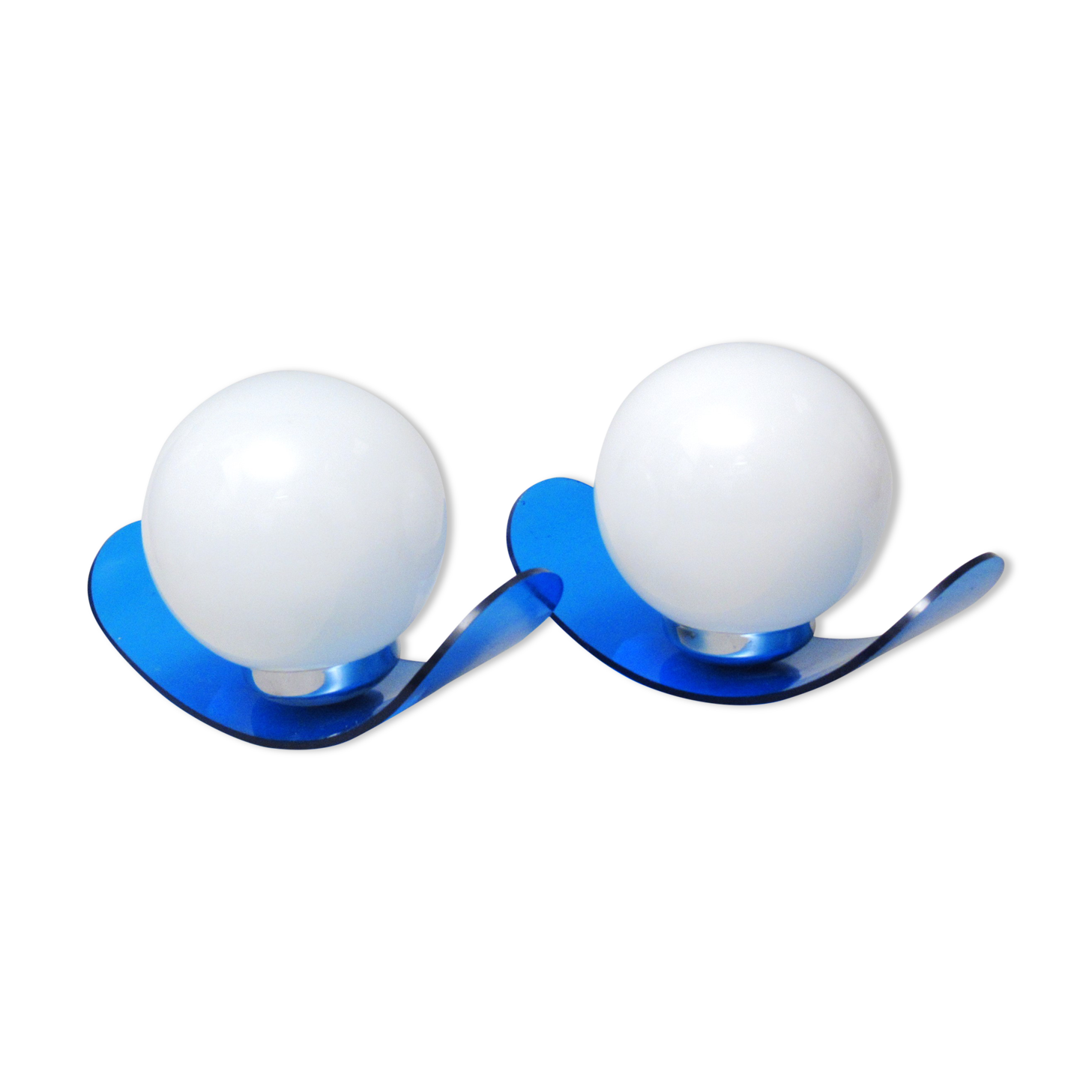 Paire d'appliques bleues années 70