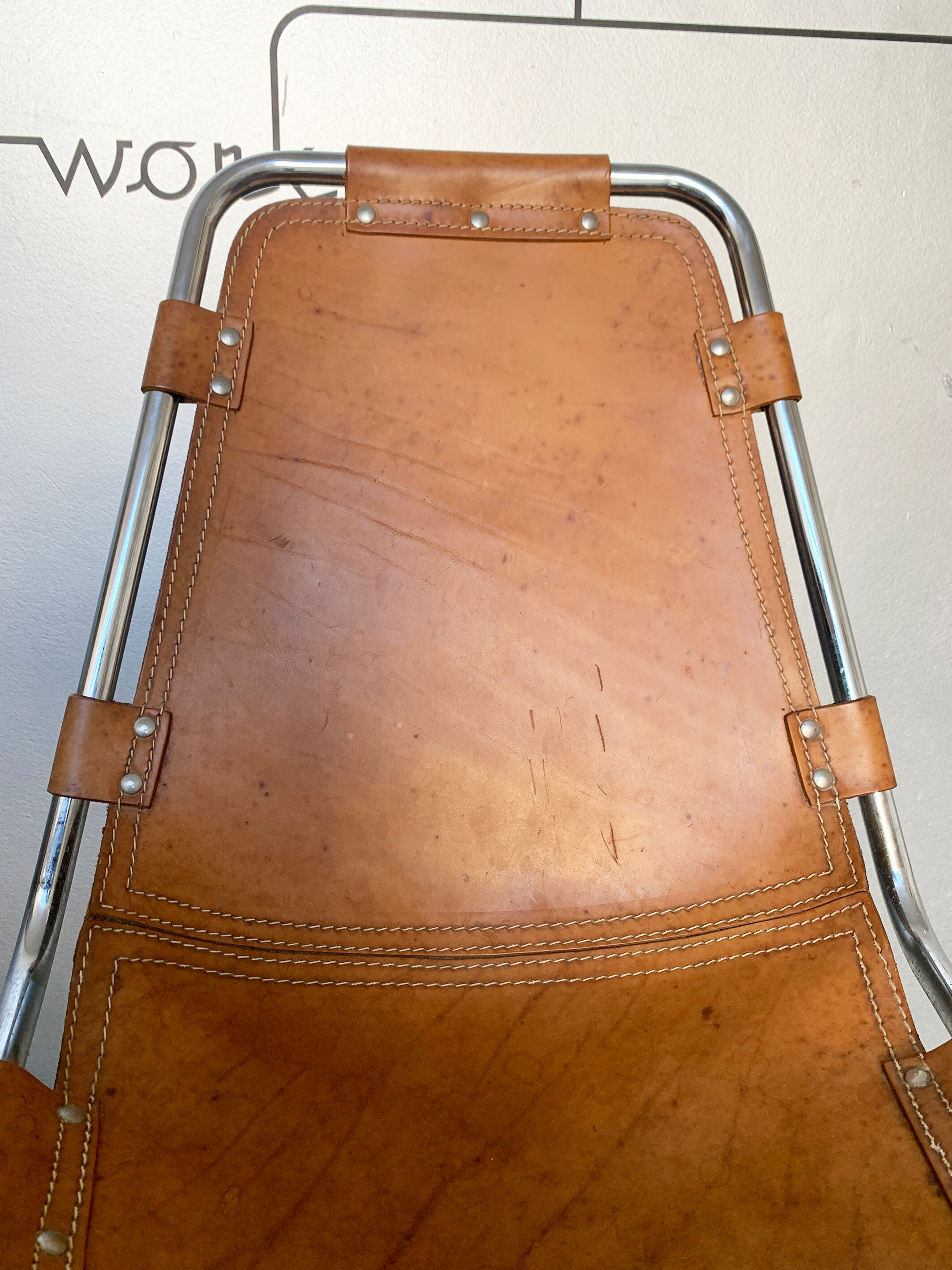 Vintage Chair Les Arcs in leather, published by Dal Vera, 1960s-70s