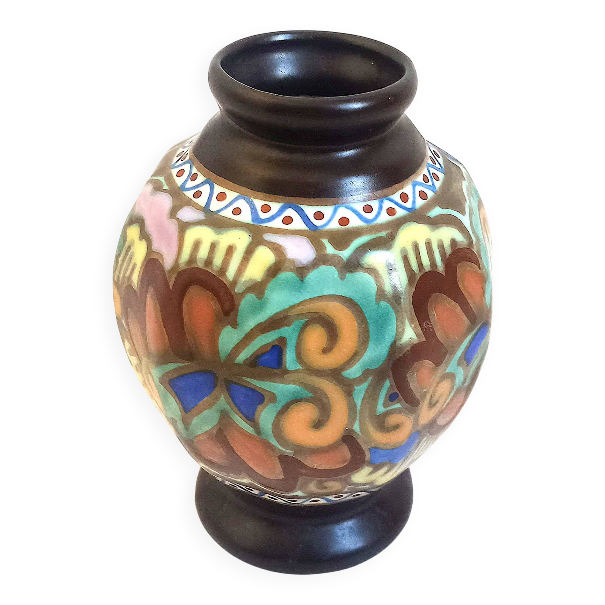 Ceramic vase from Bergen, Belgium 1920s Height 20.2 cm