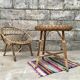 Vintage side table in bohemian old rattan wicker 1950