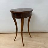 Oval Biedermeier Side Table with Drawer in Walnut Veneer, South Germany, 1820
