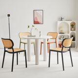 Chaise coloré aspect cannage rétro