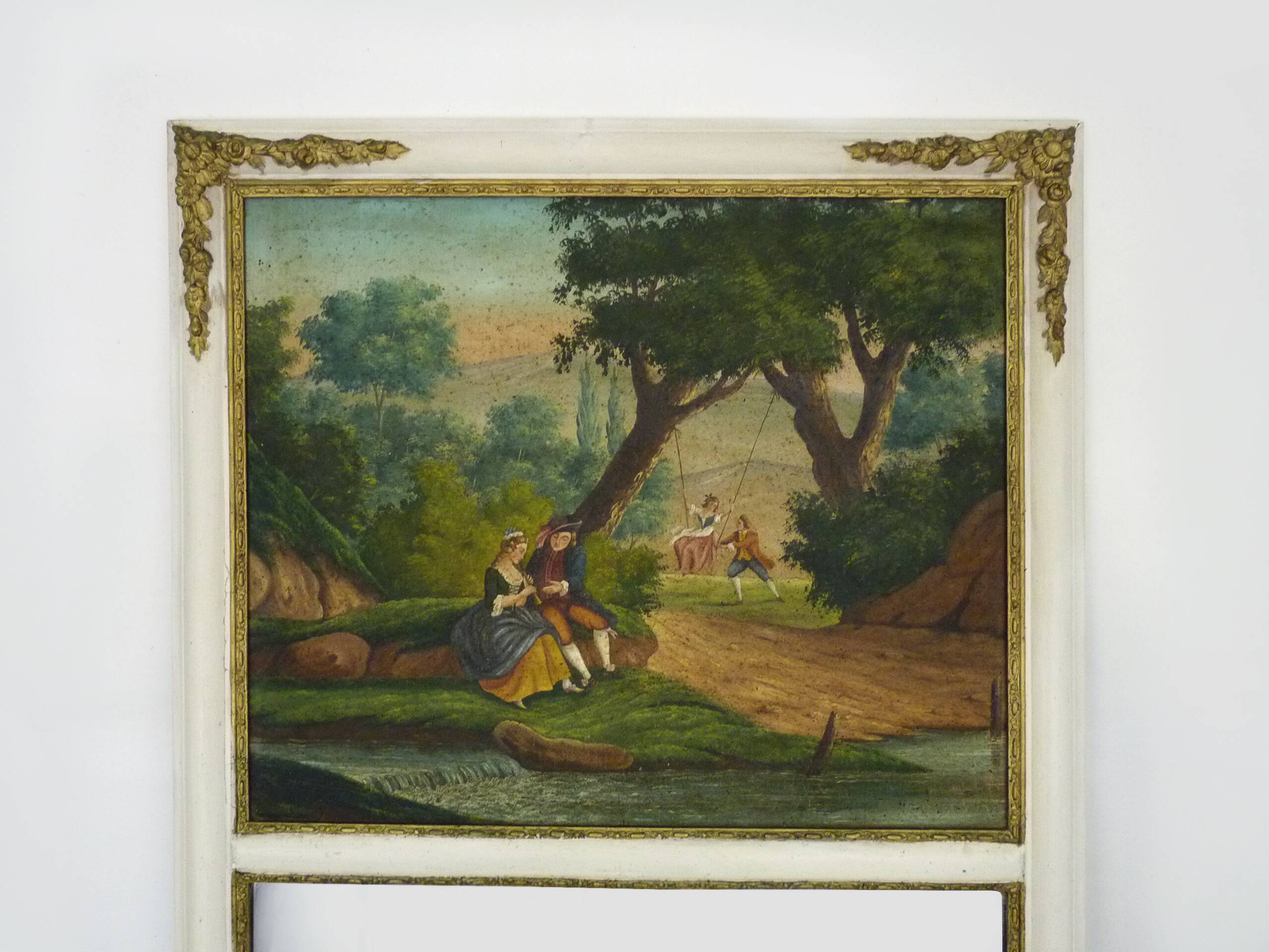 Large Louis XVI style trumeau mirror, 2nd half of the 19th century