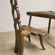 Vintage sculptural wooden table and two chairs, hand-carved loop backrests