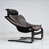 Chaise longue kroken, années 1970, design suédois par ake fribyter pour nelo, état d'origine.