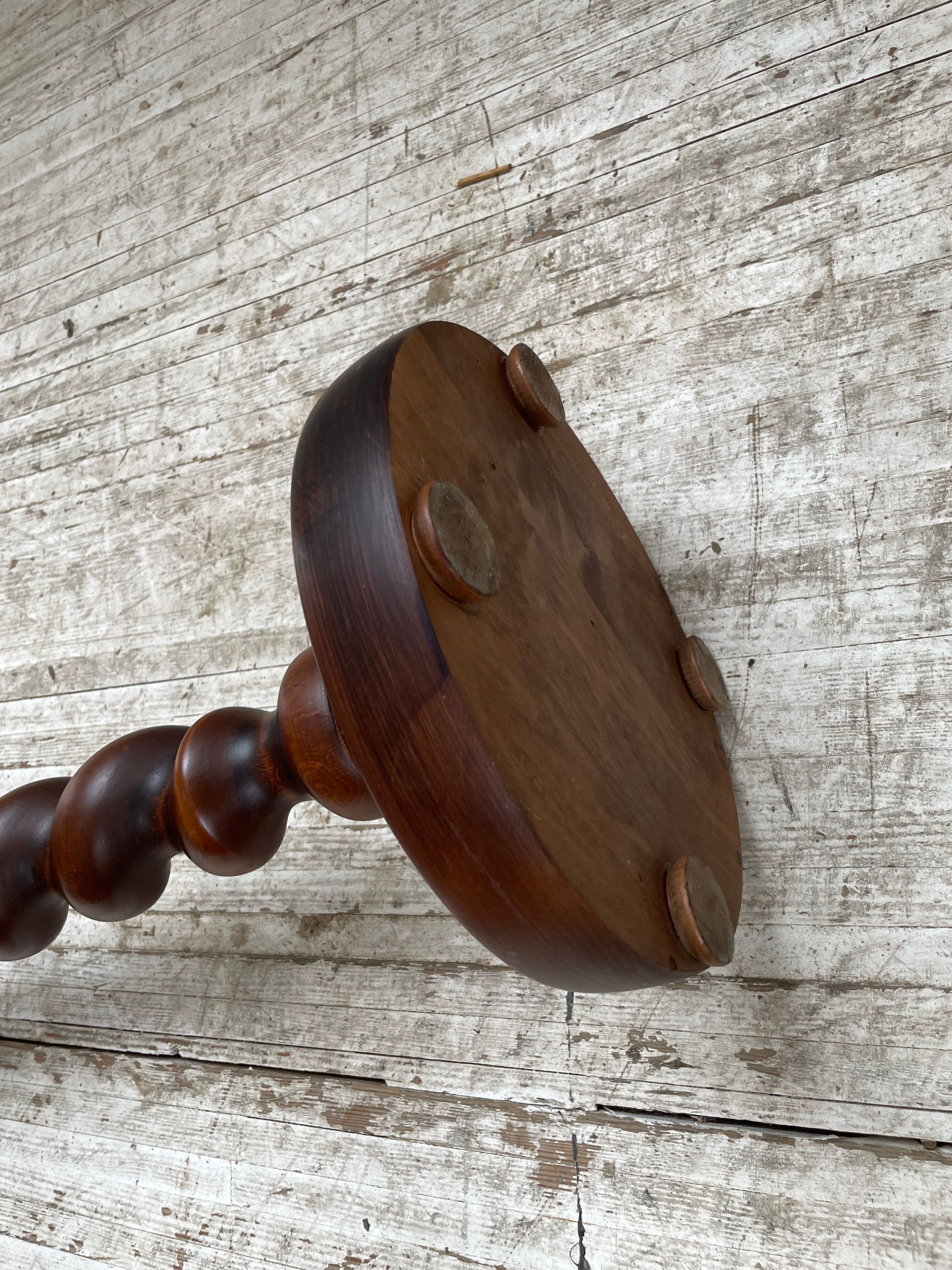 Side table walnut base turned wood