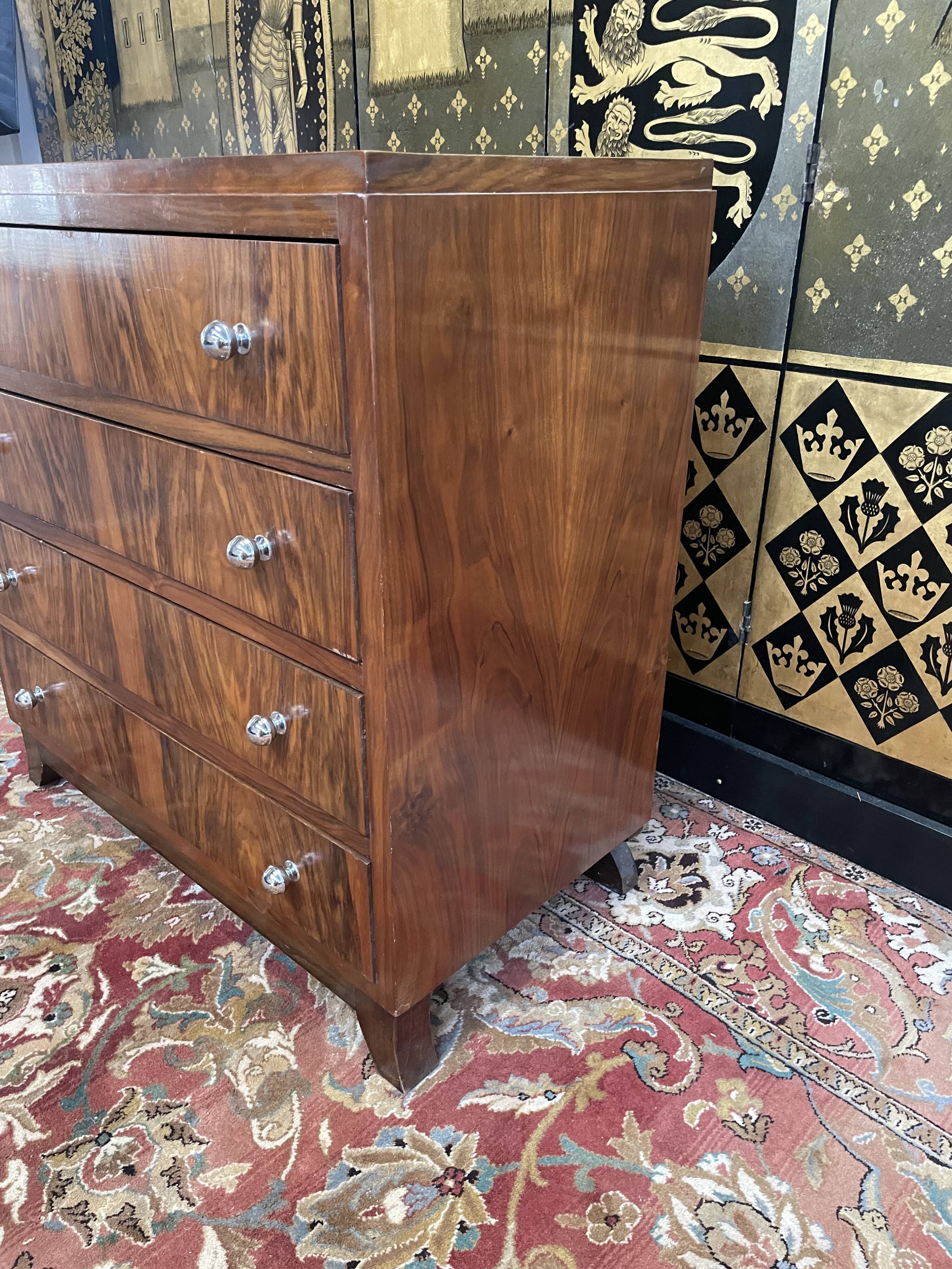 Art Deco walnut chest of drawers