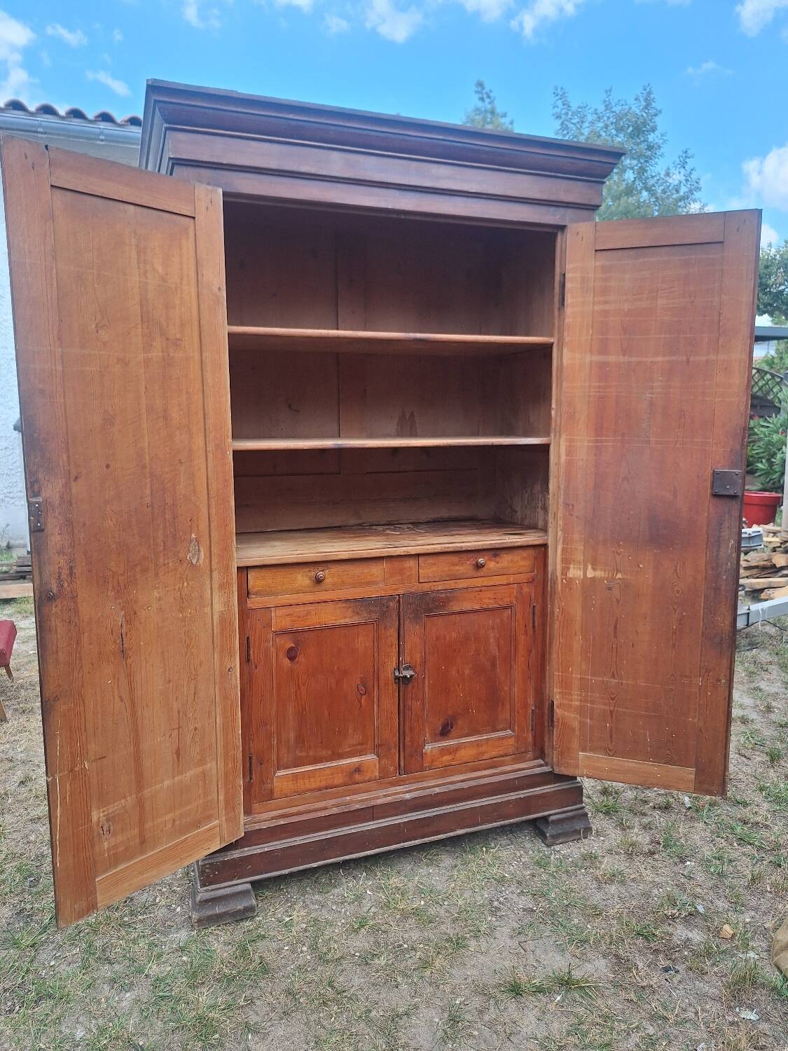 Pine wardrobe, France 19th century.