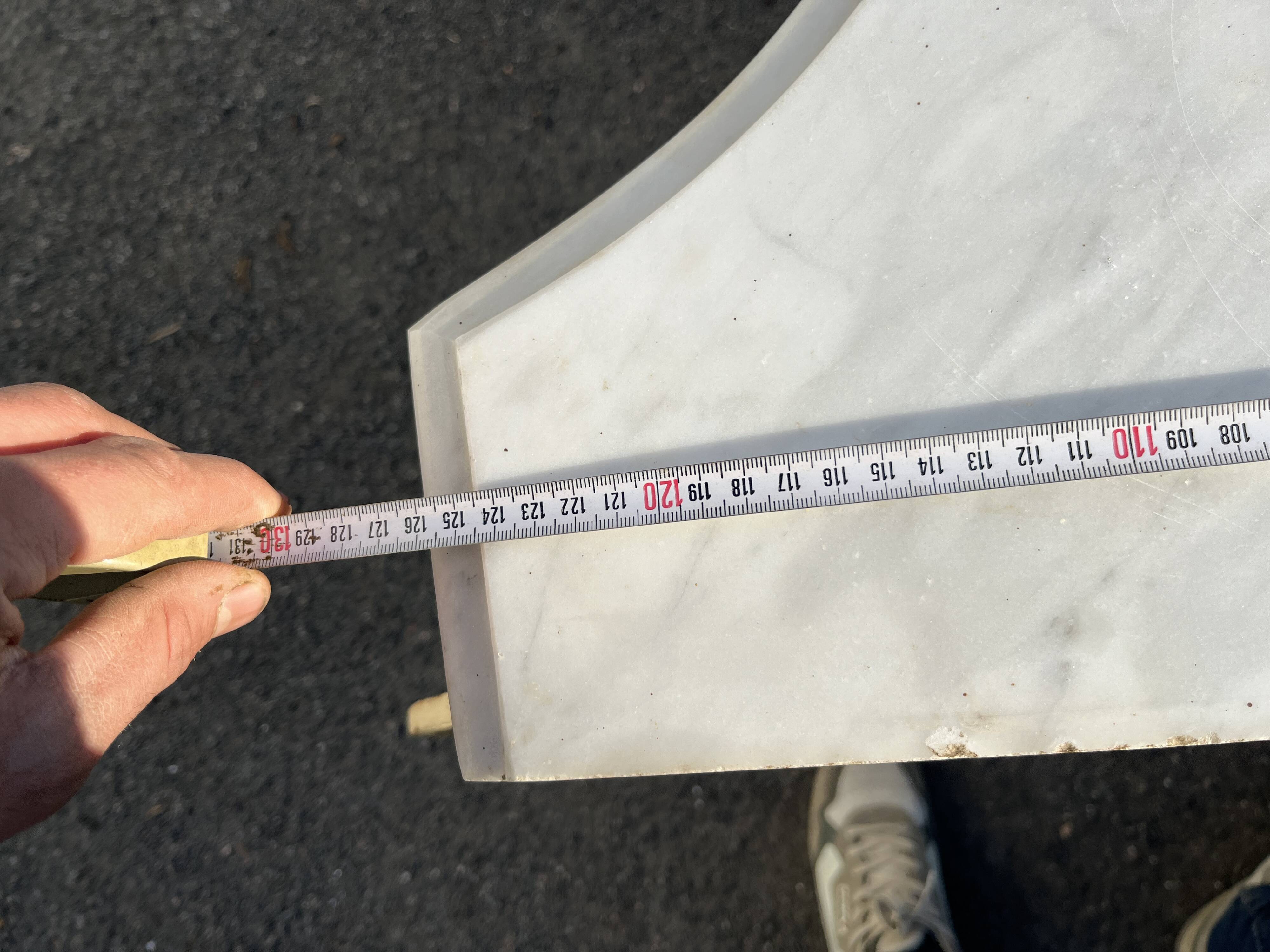 Half-moon console in wrought iron and marble