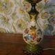 Painted ceramic lamp & lampshade glass lace