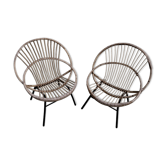 Paire de fauteuilsl rotin vintage des années 60