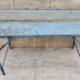 Old folding table in Burmese teak and steel
