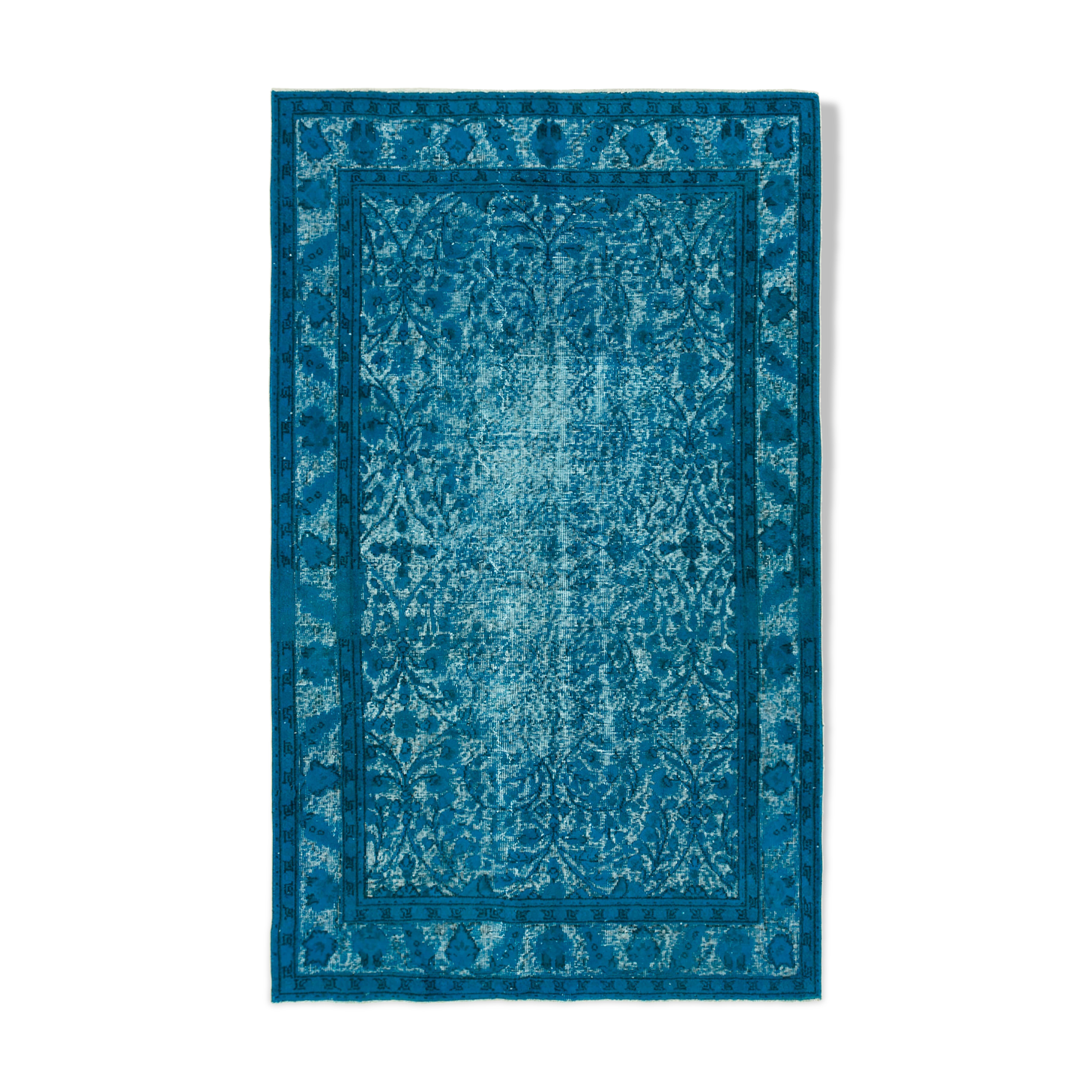 Handmade contemporary oriental 1970s 140 cm x 230 cm turquoise carpet