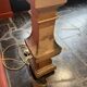 "Balustrade" lamp in terracotta, Ashoka silk shade, pistachio green.