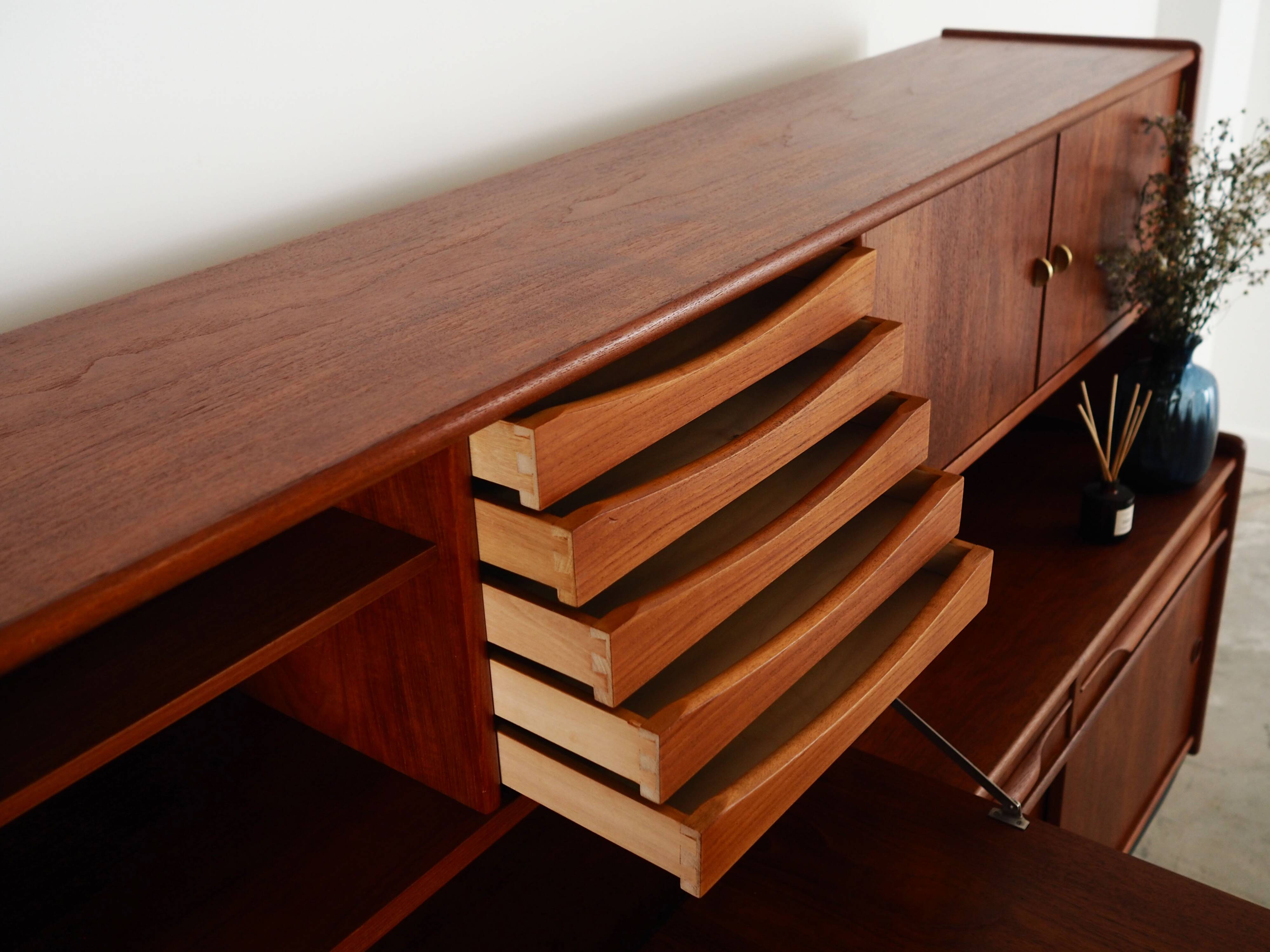 Teak high sideboard, Danish design, 1960s, production: Denmark