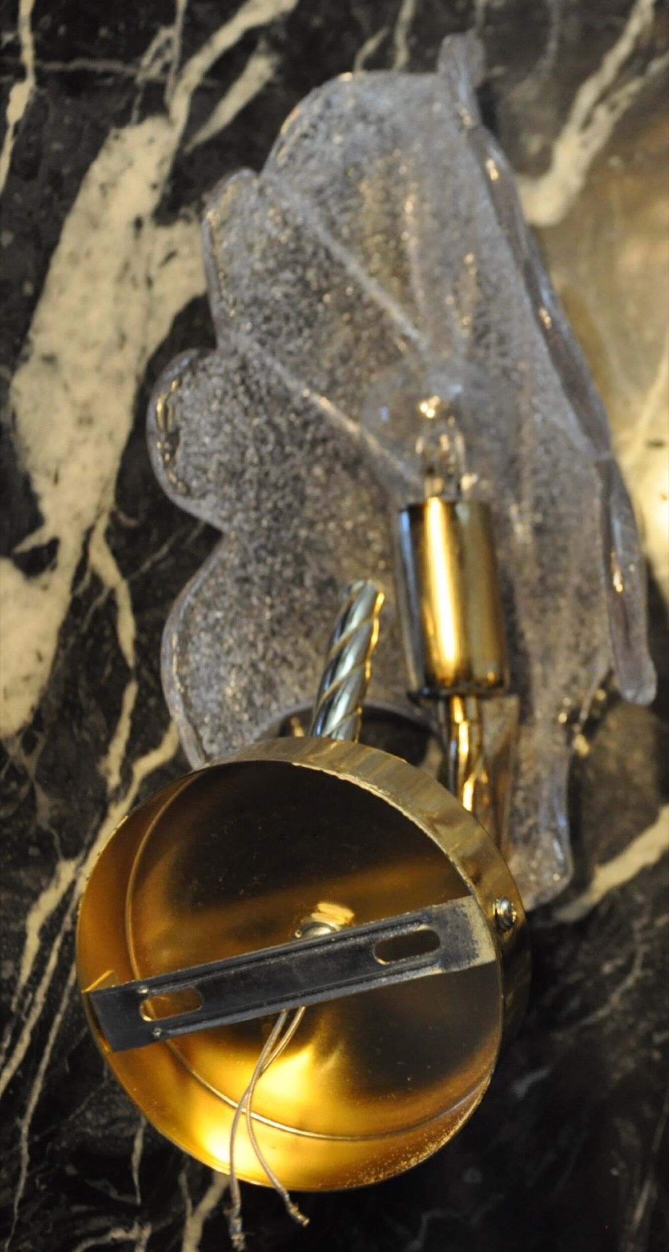 Frosted leaf wall lamp, murano glass, italy, 1970