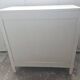 Vintage commode in solid pear wood, revamped in glossy white – tapered legs.